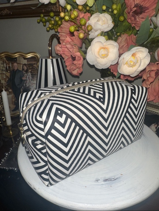 Dabney Lee Black and White Zebra Zigzag Cosmetic Bag NWOT - Picture 3 of 10